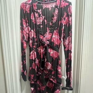 Floral Black and Pink Women's Romper